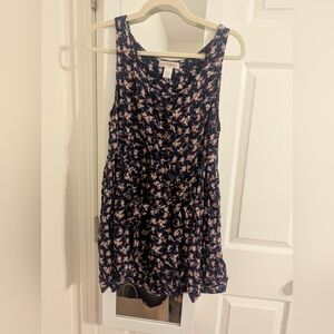 Violet Floral Sundress with Pink & White Blooms